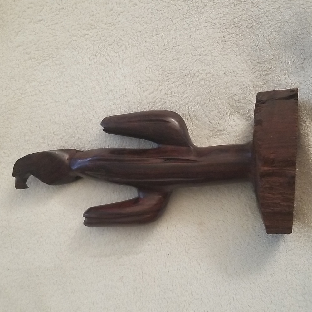 Carved wood cactus with eagle Possibly Ironwood. Made in Mexico.